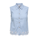 ONLY CARMAKOMA Moon ærmeløs anglaise skjorte - Light Blue Denim