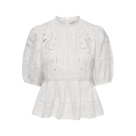 JDY Starry trekvartærmet blonde t-shirt - White