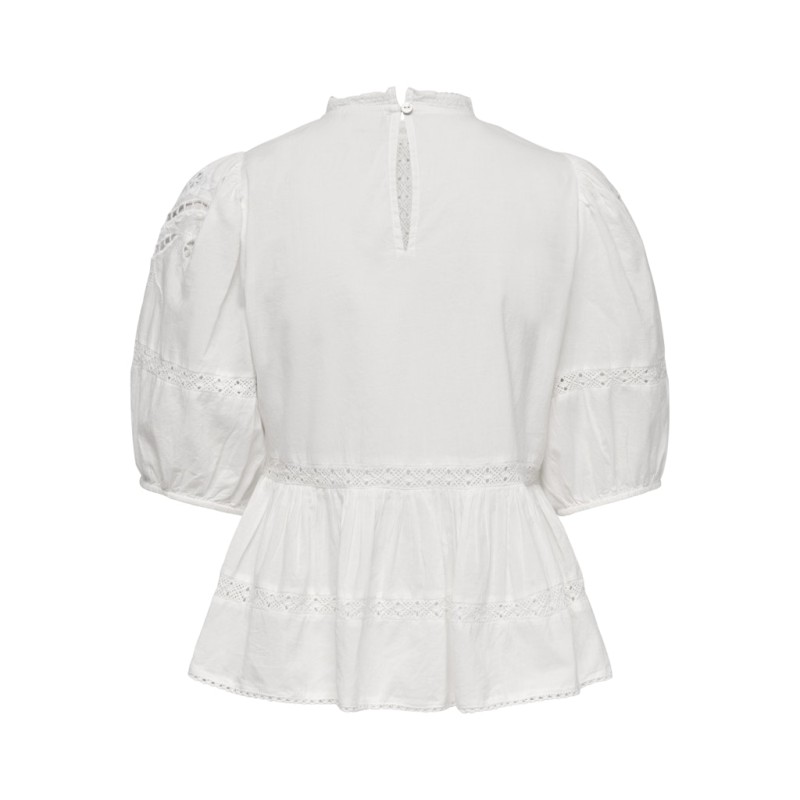 JDY Starry trekvartærmet blonde t-shirt - White
