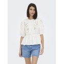 JDY Starry trekvartærmet blonde t-shirt - White