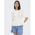 JDY Starry trekvartærmet blonde t-shirt - White