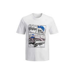 JACK & JONES JUNIOR Track skull kortærmet t-shirt - Bright White