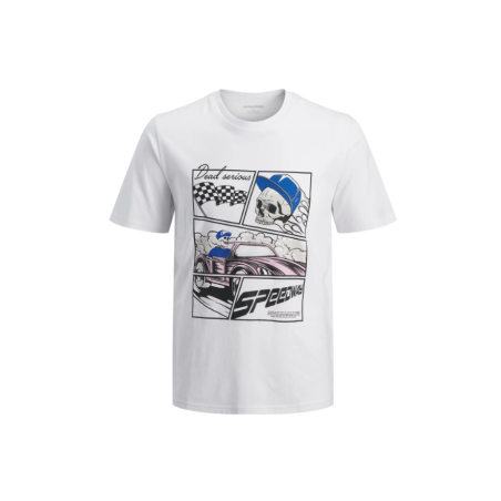 JACK & JONES JUNIOR Track skull kortærmet t-shirt - Bright White