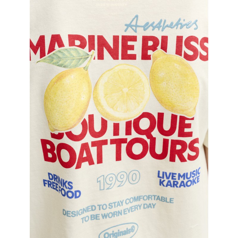 JACK & JONES JUNIOR Riviera vintage poster kortærmet t-shirt - Antique White
