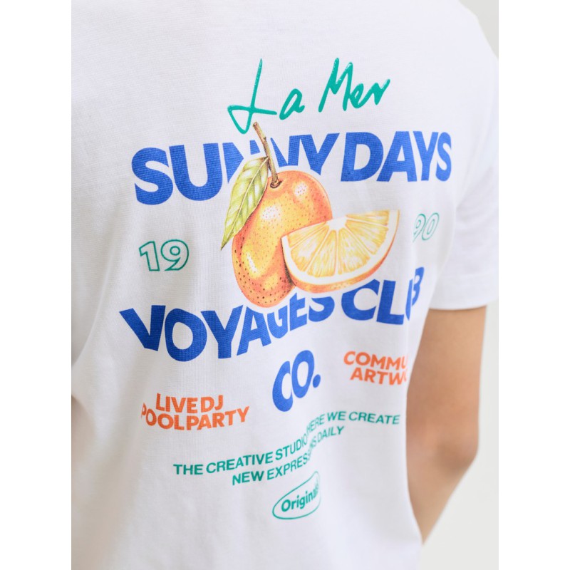 JACK & JONES JUNIOR Riviera vintage poster kortærmet t-shirt - Bright White