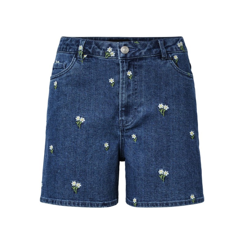 PIECES Flora HW denim shorts - Medium Blue Denim