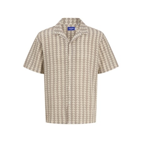 JACK & JONES Summer luke texture kortærmet resort skjorte - Mocha meringue