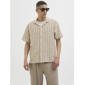 JACK & JONES Summer luke texture kortærmet resort skjorte - Mocha meringue