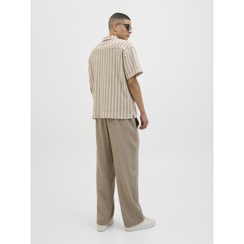 JACK & JONES Summer luke texture kortærmet resort skjorte - Mocha meringue