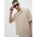 JACK & JONES Summer luke texture kortærmet resort skjorte - Mocha meringue