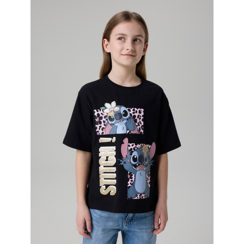 NAME IT KIDS Jyna stitch kortærmet t-shirt - Black