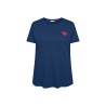 ONLY CARMAKOMA Anita kortærmet t-shirt - Navy Peony SOLID. Detail Emb. heart Poinsettia