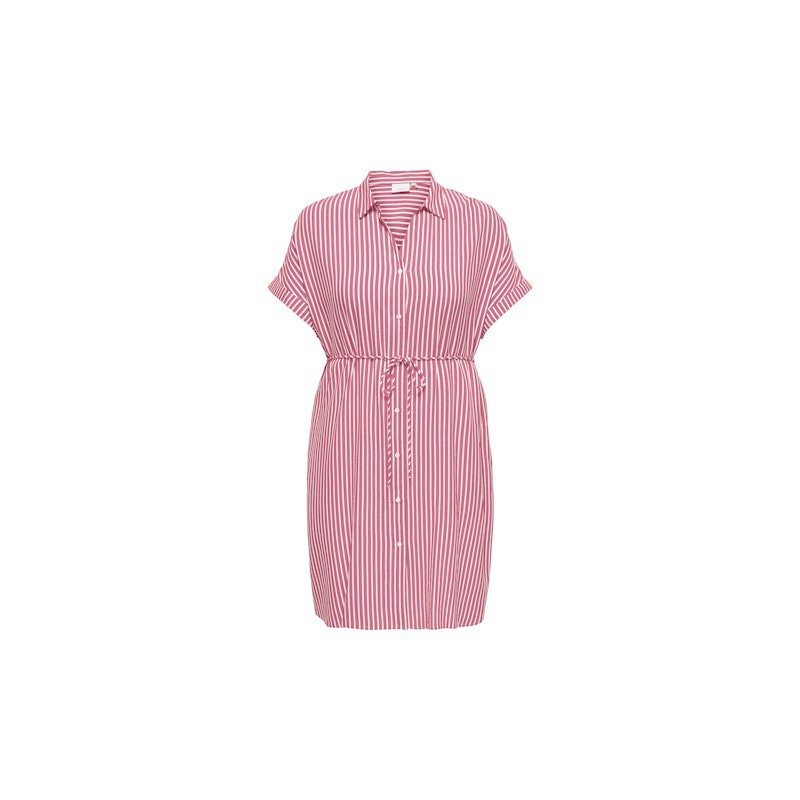 ONLY Carmakoma Penna S/S Midi Skjortekjole - Raspberry Cloud dancer