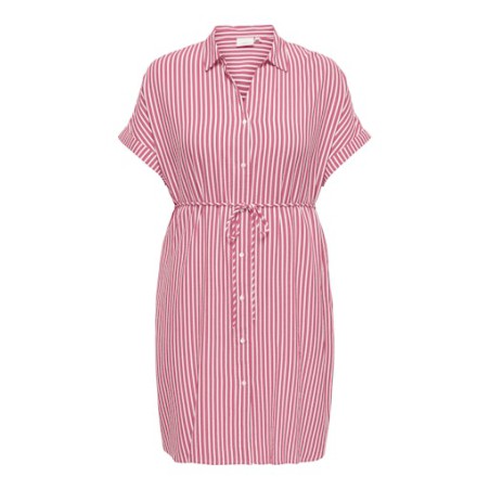 ONLY Carmakoma Penna S/S Midi Skjortekjole - Raspberry Cloud dancer