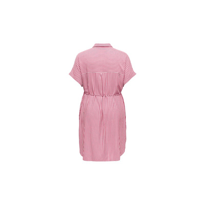 ONLY Carmakoma Penna S/S Midi Skjortekjole - Raspberry Cloud dancer