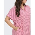 ONLY Carmakoma Penna S/S Midi Skjortekjole - Raspberry Cloud dancer