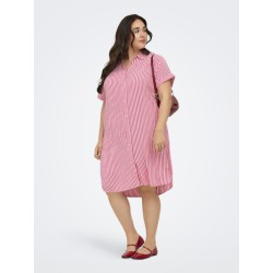 ONLY Carmakoma Penna S/S Midi Skjortekjole - Raspberry Cloud dancer