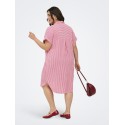 ONLY Carmakoma Penna S/S Midi Skjortekjole - Raspberry Cloud dancer