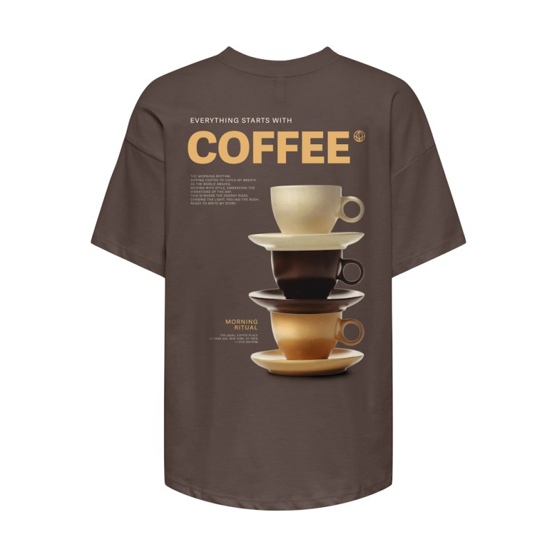 ONLY Vivvi kortærmet lovely t-shirt - Chocolate Martini Coffee vibes