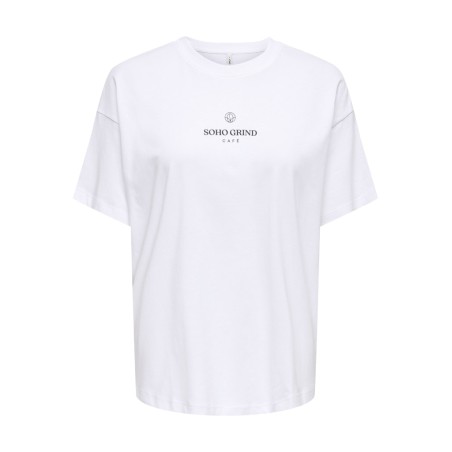 ONLY Vivvi kortærmet lovely t-shirt - Bright White Espresso festival boho
