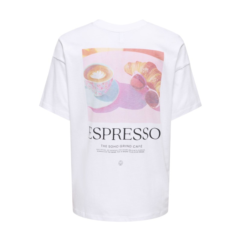 ONLY Vivvi kortærmet lovely t-shirt - Bright White Espresso festival boho