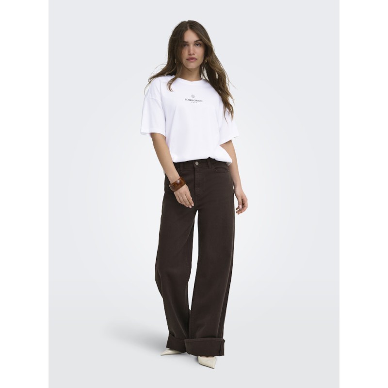 ONLY Vivvi kortærmet lovely t-shirt - Bright White Espresso festival boho