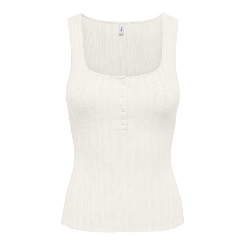 ONLY Bree kortærmet firkantet strik tanktop - Cloud Dancer