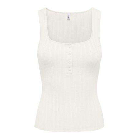 ONLY Bree kortærmet firkantet strik tanktop - Cloud Dancer