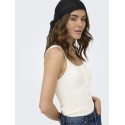 ONLY Bree kortærmet firkantet strik tanktop - Cloud Dancer