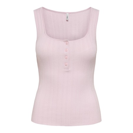 ONLY Bree kortærmet firkantet strik tanktop - Pale Lilac