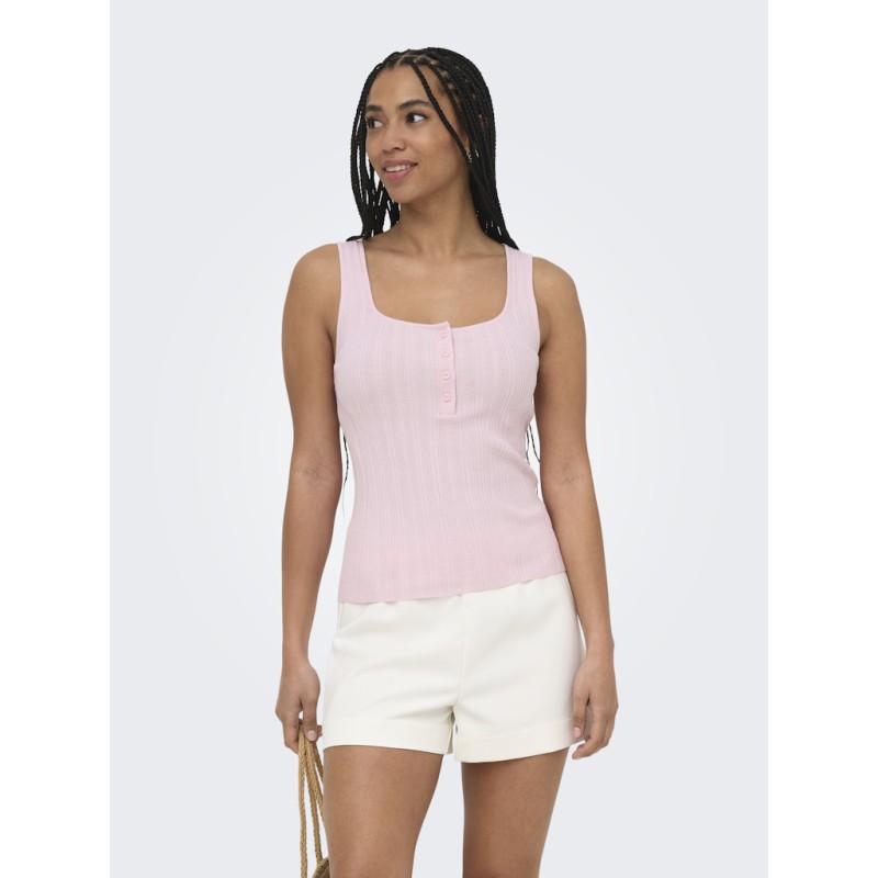 ONLY Bree kortærmet firkantet strik tanktop - Pale Lilac