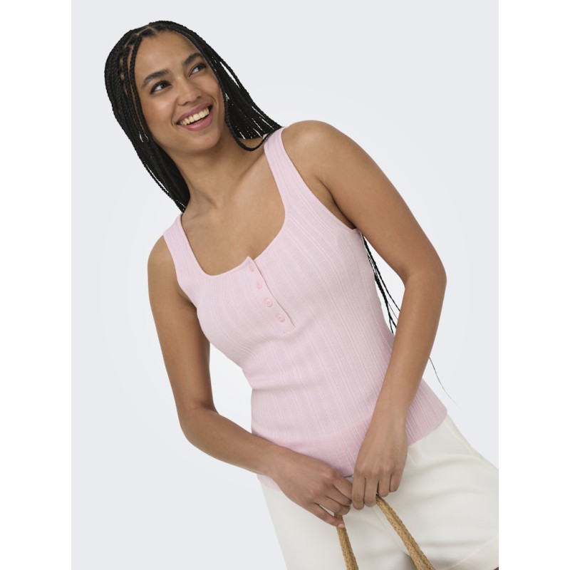 ONLY Bree kortærmet firkantet strik tanktop - Pale Lilac