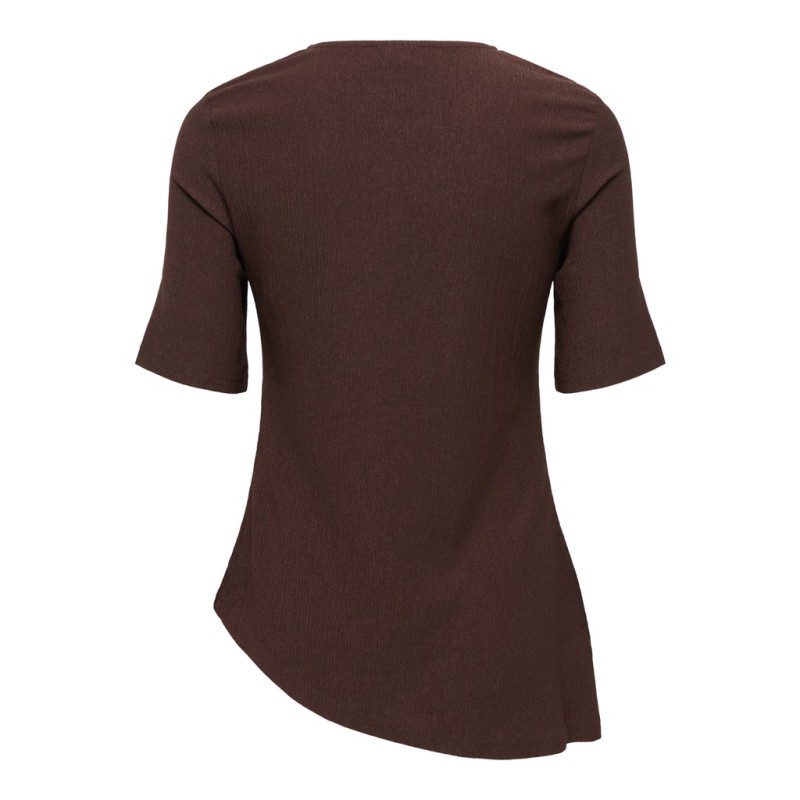 JDY Debbie kortærmet asymetrisk top - Coffee Bean