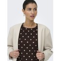 JDY Debbie kortærmet asymetrisk top - Coffee Bean Sandshell Dot