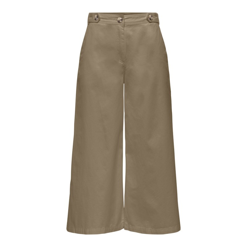 JDY Aura højtaljede knap culotte bukser - Travertine