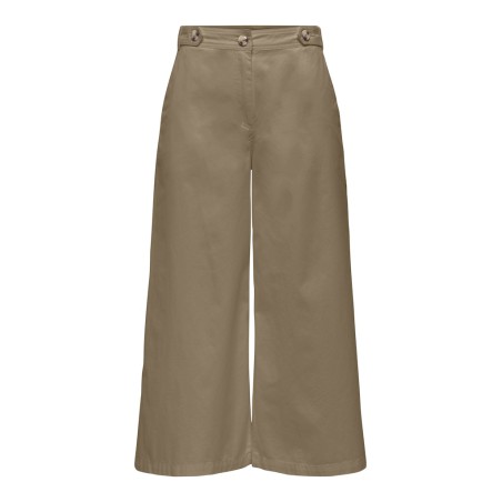 JDY Aura højtaljede knap culotte bukser - Travertine