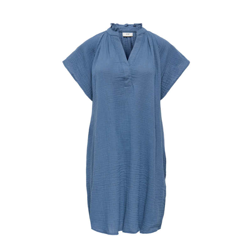 JDY Theis kortærmet v-hals kjole - Vintage Indigo