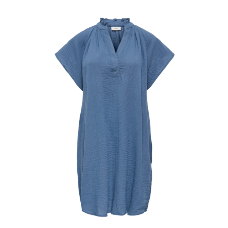 JDY Theis kortærmet v-hals kjole - Vintage Indigo