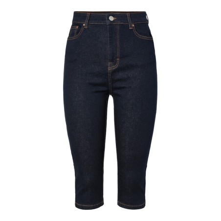 PIECES Daisy højtaljede skinny caprijeans - Dark Blue Denim