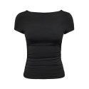 ONLY Evelyn kortærmet boatneck top - Sort