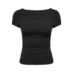 ONLY Evelyn kortærmet boatneck top - Sort