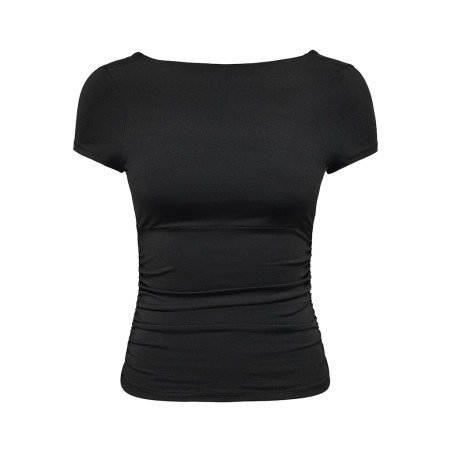 ONLY Evelyn kortærmet boatneck top - Sort
