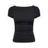 ONLY Evelyn kortærmet boatneck top - Sort