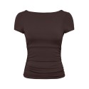 ONLY Evelyn kortærmet boatneck top - Coffee Bean