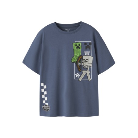 NAME IT Kids Jun minecraft kortærmet t-shirt - Vintage Indigo
