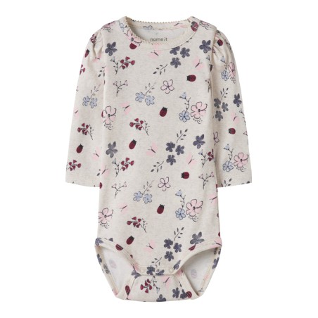 NAME IT Baby Kamelia langærmet bodystocking - Peyote Melange