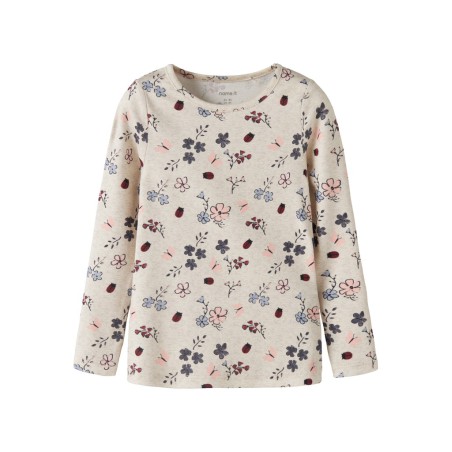 NAME IT Mini Kamelia langærmet x-slim bluse - Peyote Melange