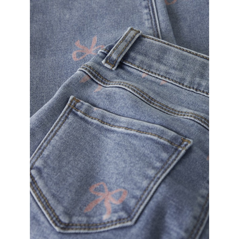 NAME IT Mini Bella mom shaped jeans - Medium Blue Denim / Bow