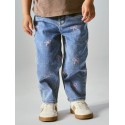 NAME IT Mini Bella mom shaped jeans - Medium Blue Denim / Bow
