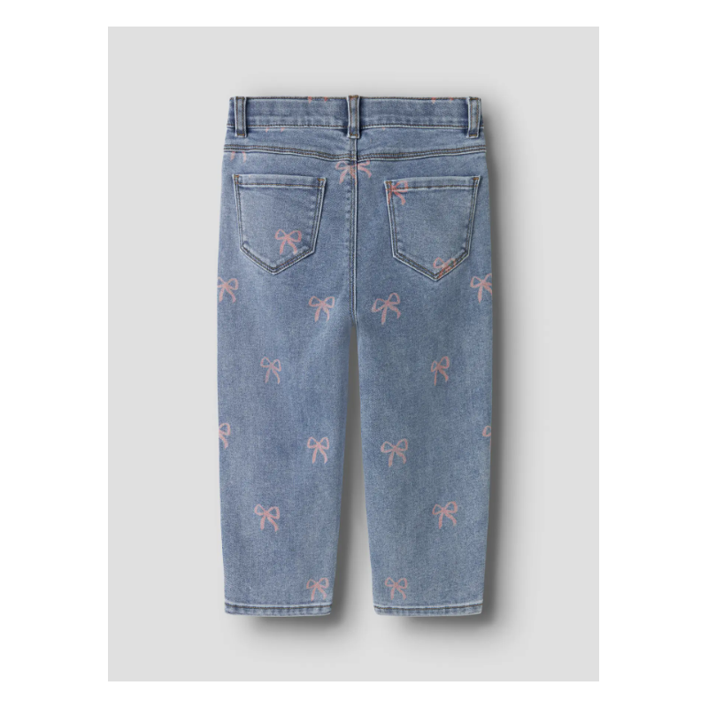 NAME IT Mini Bella mom shaped jeans - Medium Blue Denim / Bow
